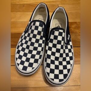 Vans Slip-On Checkerboard Canvas Sneakers - Black & White New